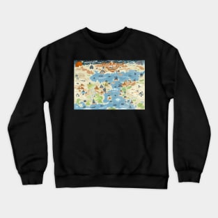 Lovecraft - Dreamlands Map, simple icon illustrations Crewneck Sweatshirt